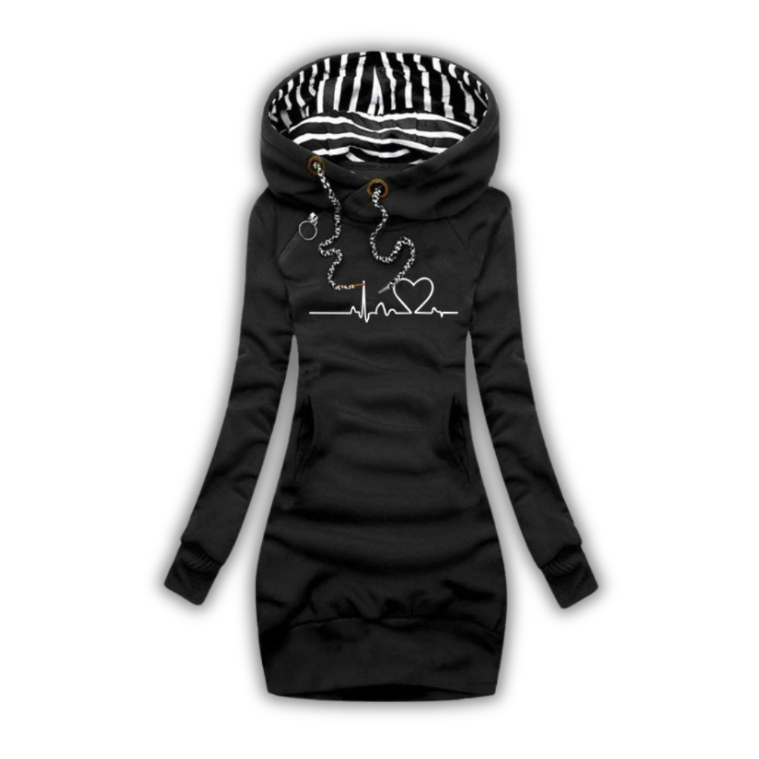 Fannie™ | Heartbeat Tryckt Tröjklänning